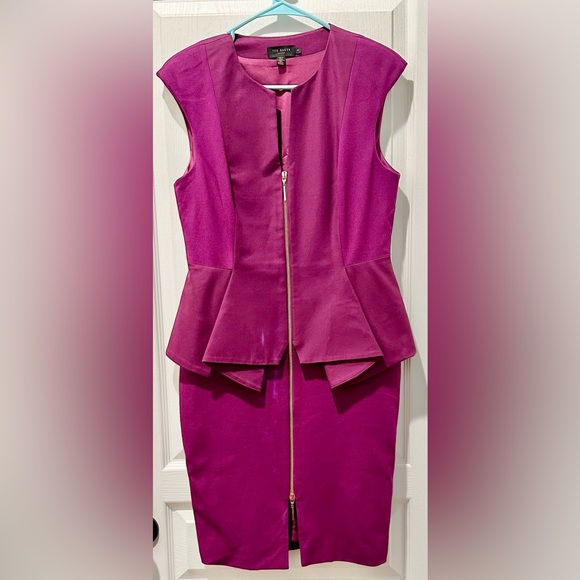 Ted Baker London Jamthun Full Zip Front Peplum Dress ZB6 - Picture 2 of 9